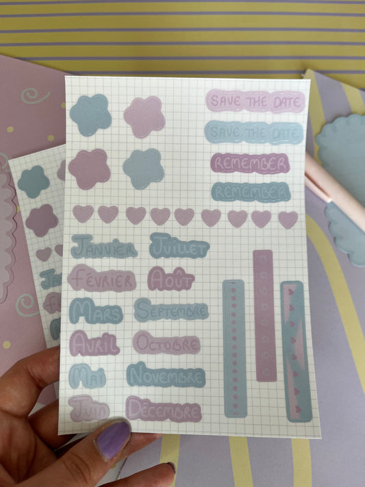 Planche de scrapbooking - Rose et bleu