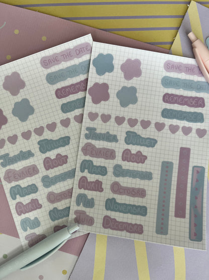 Planche de scrapbooking - Rose et bleu