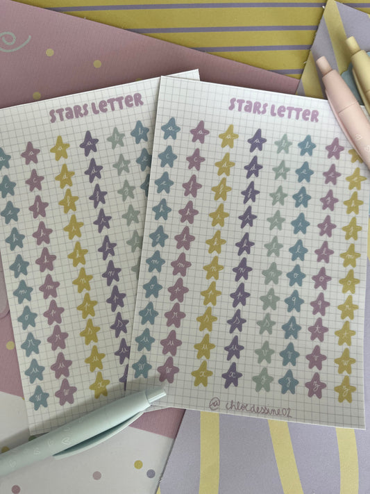 Planche de stickers "Stars letter"