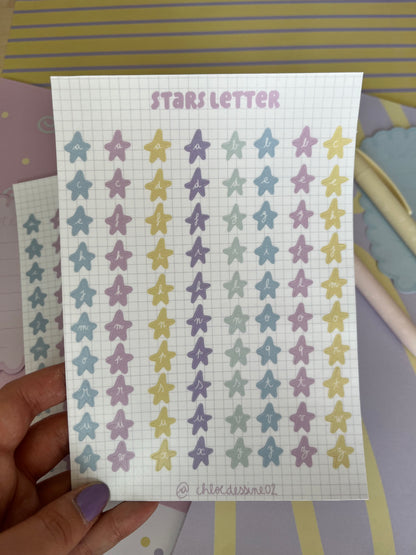Planche de stickers "Stars letter"