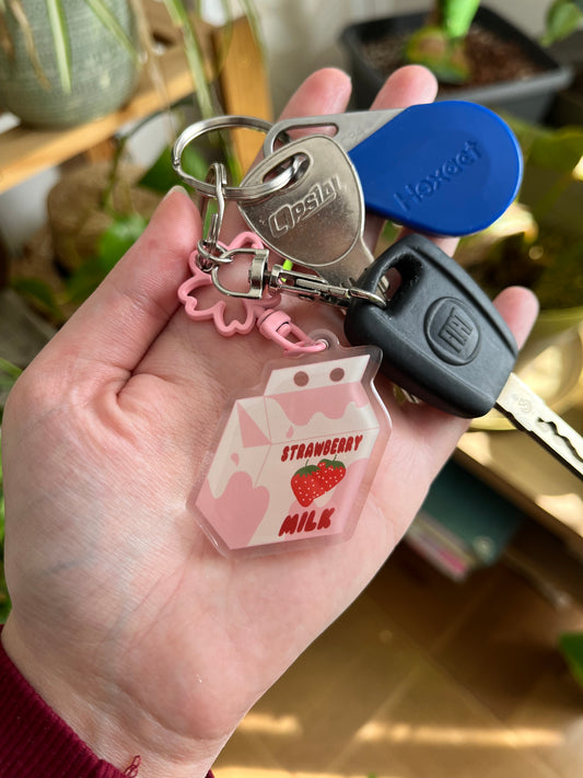 Porte clé "Strawberry milk"
