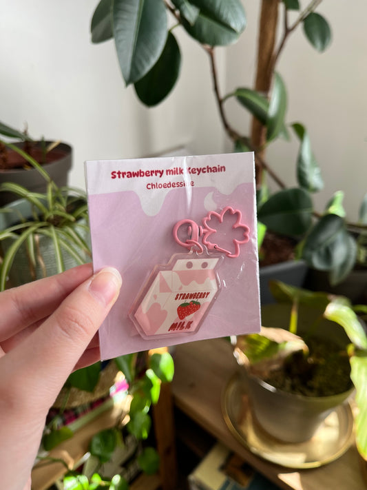 Porte clé "Strawberry milk"